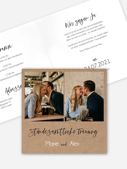 Hochzeitseinladung Standesamt Photo Strip