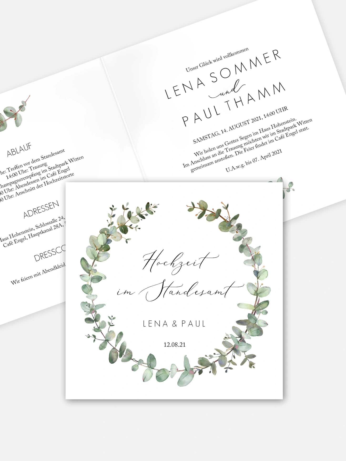 Hochzeitseinladung Standesamt Green Minimal