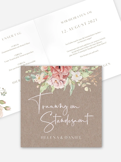 Hochzeitseinladung Standesamt Romantic Garden