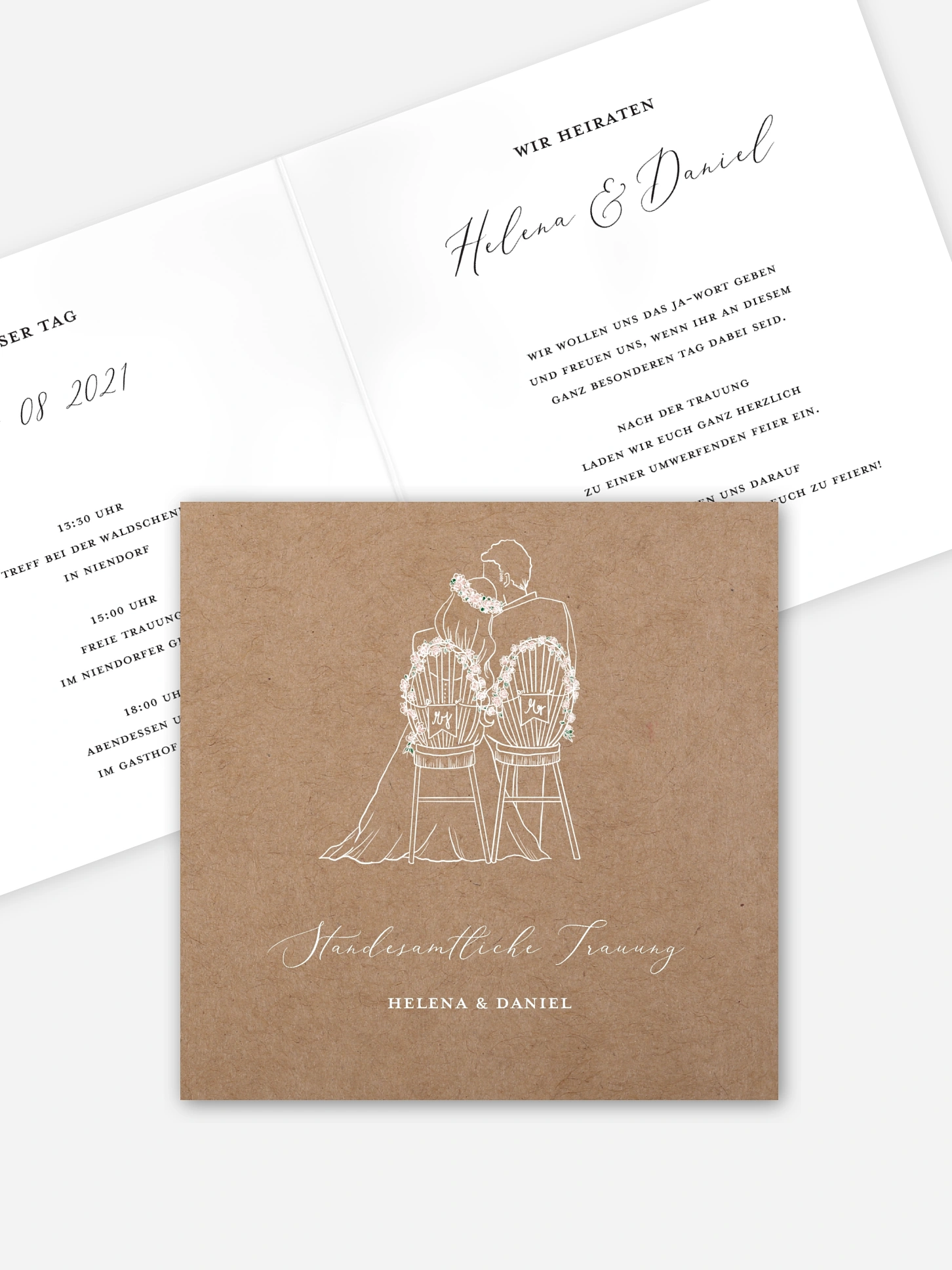 Hochzeitseinladung Standesamt Romantic Love