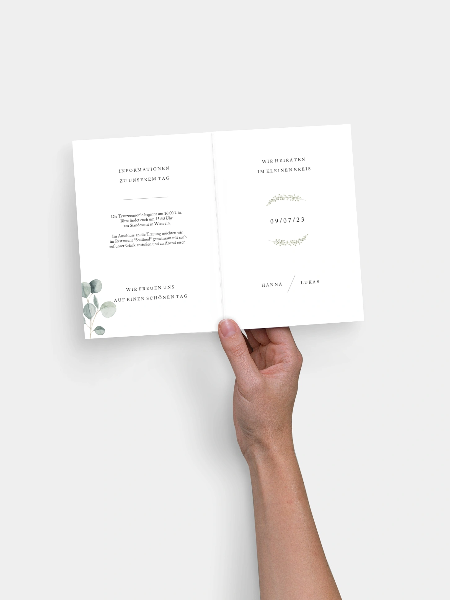 Hochzeitseinladung Standesamt Scandi Eucalyptus