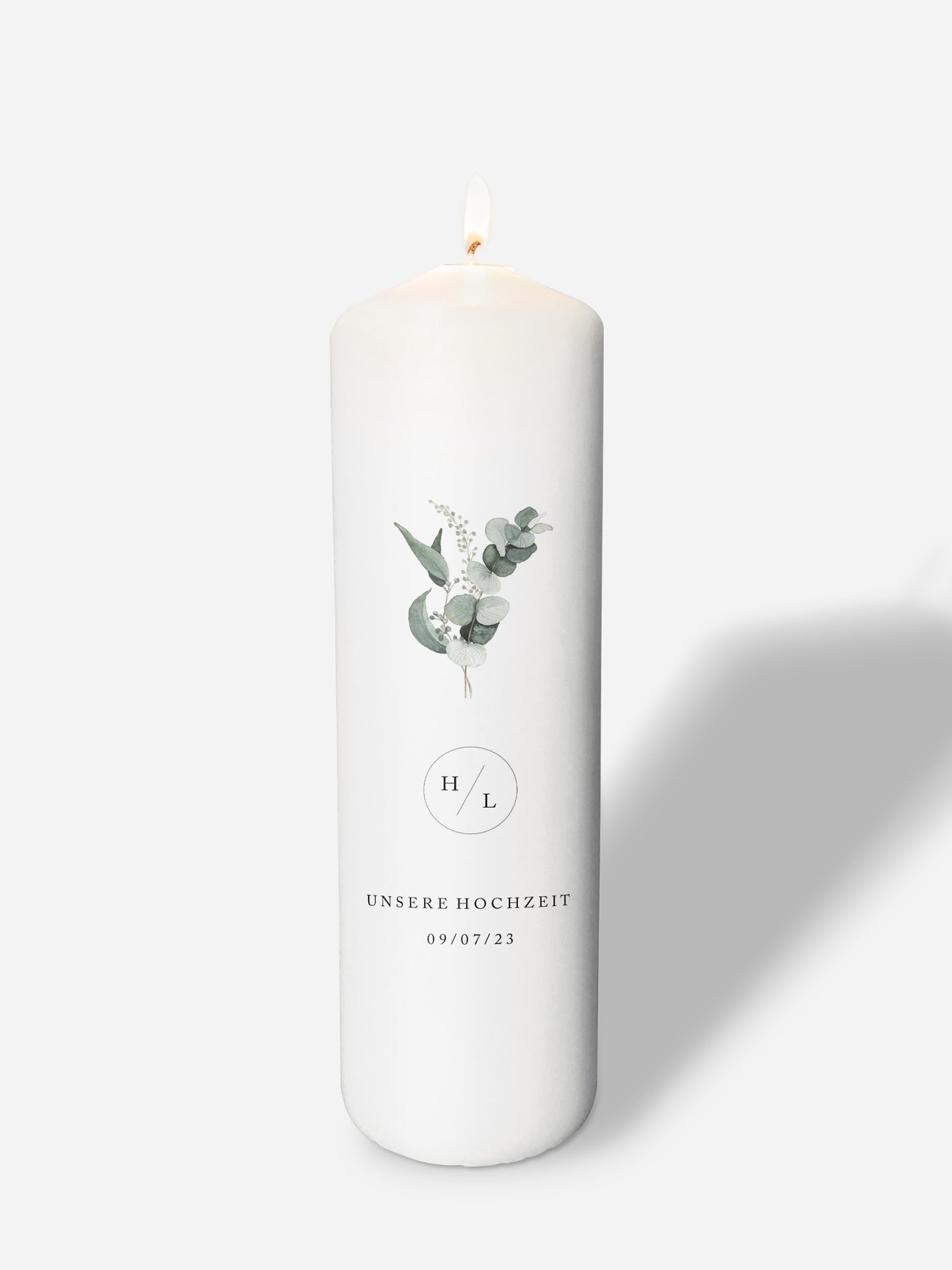 Hochzeitskerze Scandi Eucalyptus