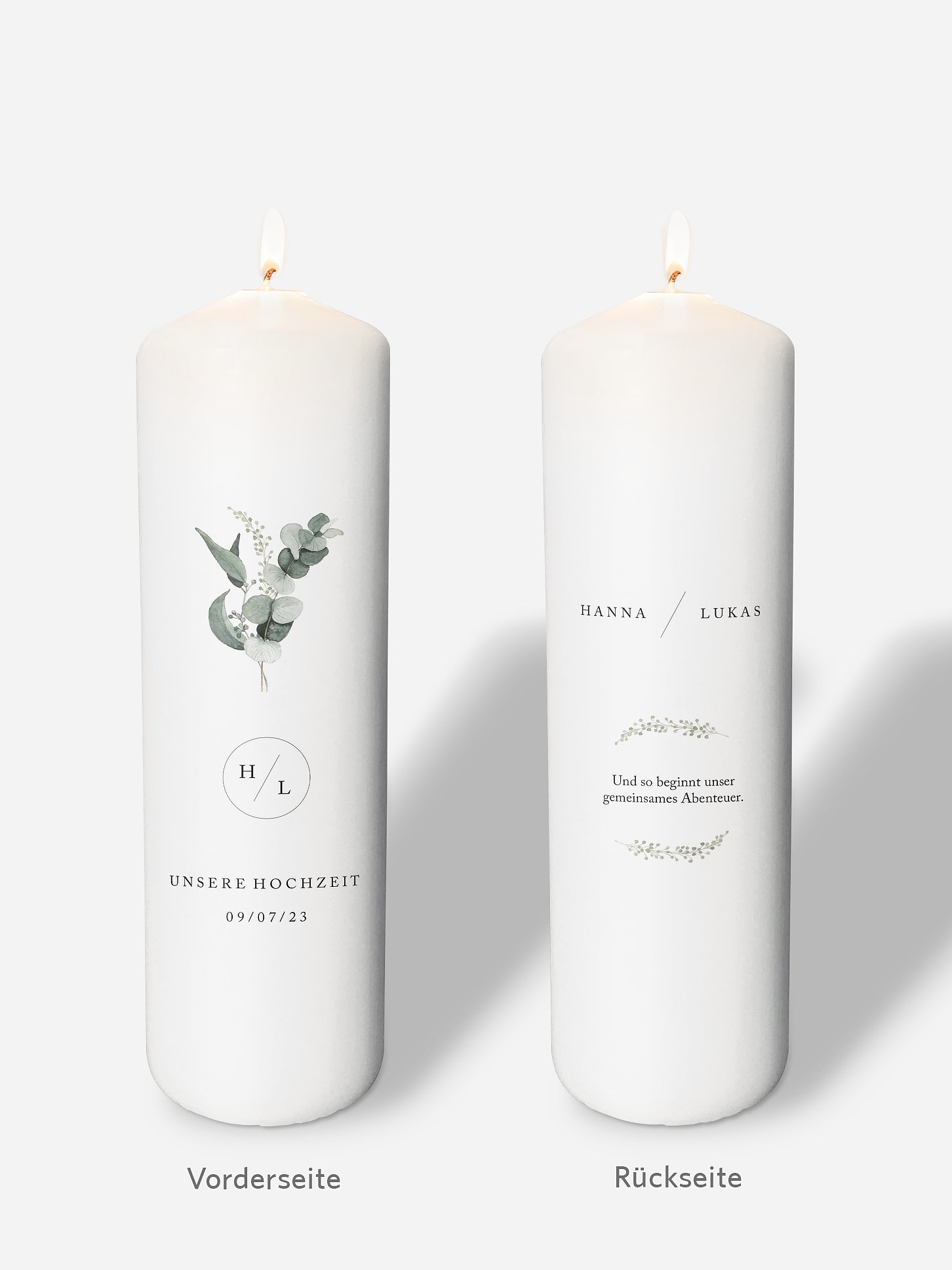 Hochzeitskerze Scandi Eucalyptus