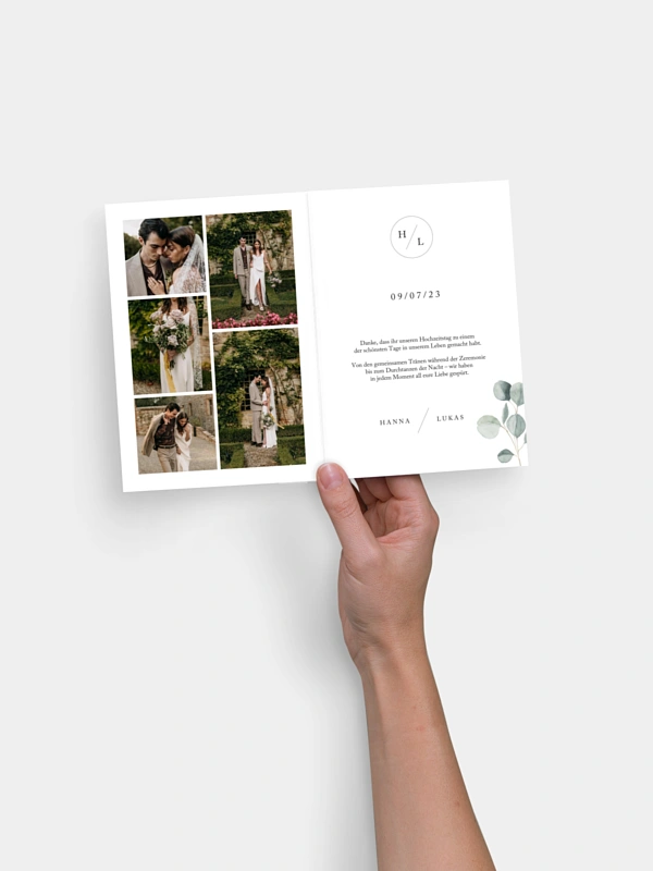 Dankeskarte Hochzeit Scandi Eucalyptus
