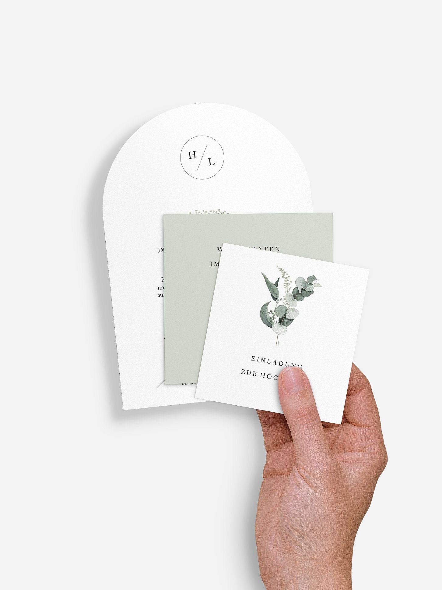 Hochzeitseinladung Scandi Eucalyptus