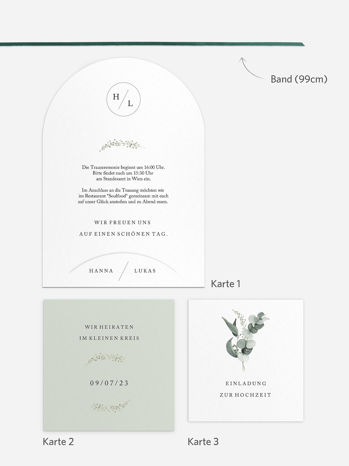 Hochzeitseinladung Scandi Eucalyptus
