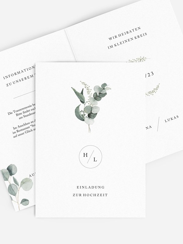 Hochzeitseinladung Scandi Eucalyptus