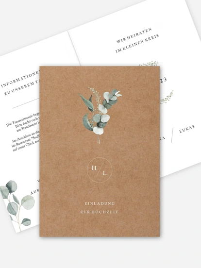 Hochzeitseinladung Scandi Eucalyptus