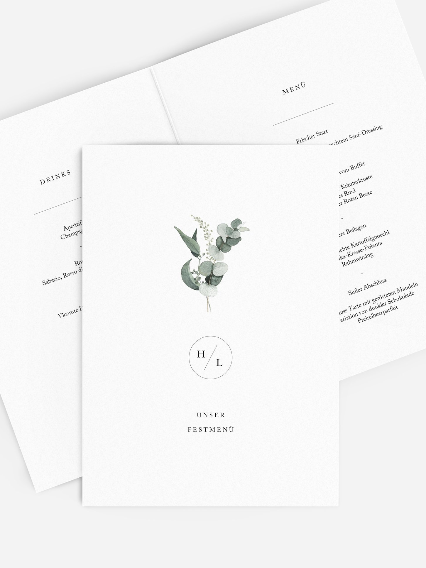 Menükarte Hochzeit Scandi Eucalyptus