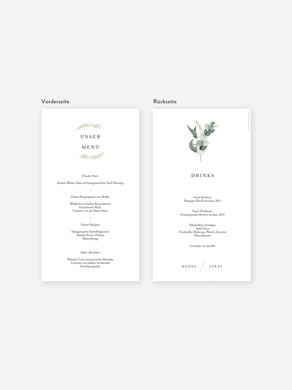Menükarte Hochzeit Scandi Eucalyptus