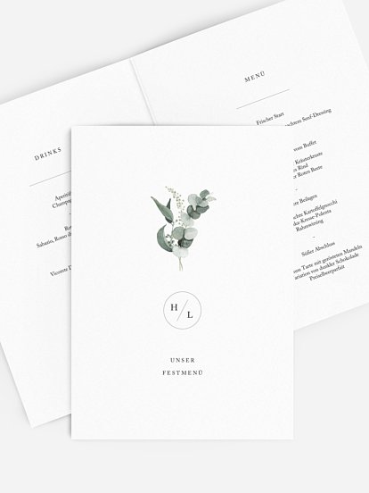 Menükarte Hochzeit Scandi Eucalyptus