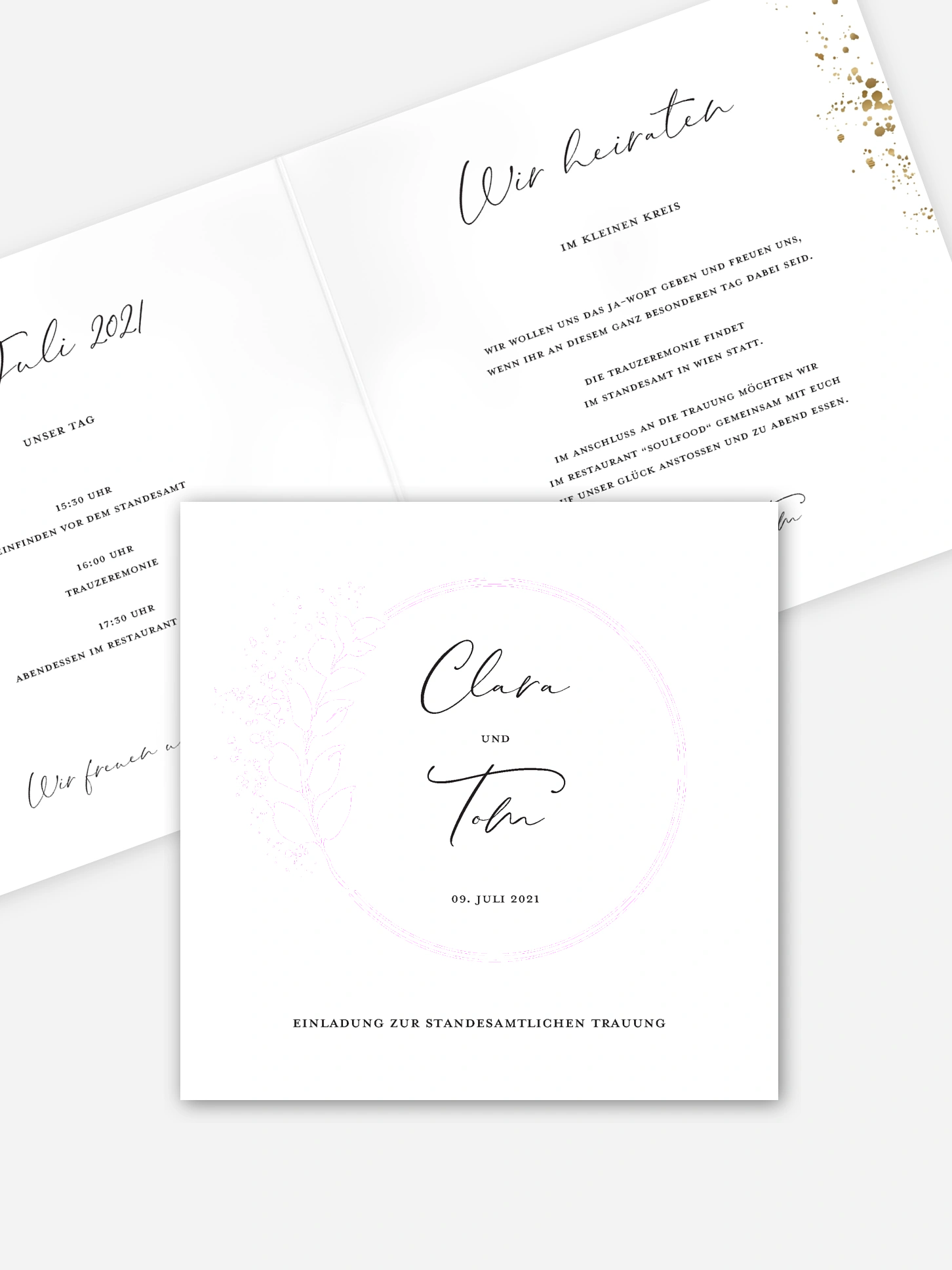 Hochzeitseinladung Standesamt Elegant Leaf