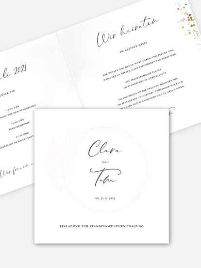 Hochzeitseinladung Standesamt Elegant Leaf