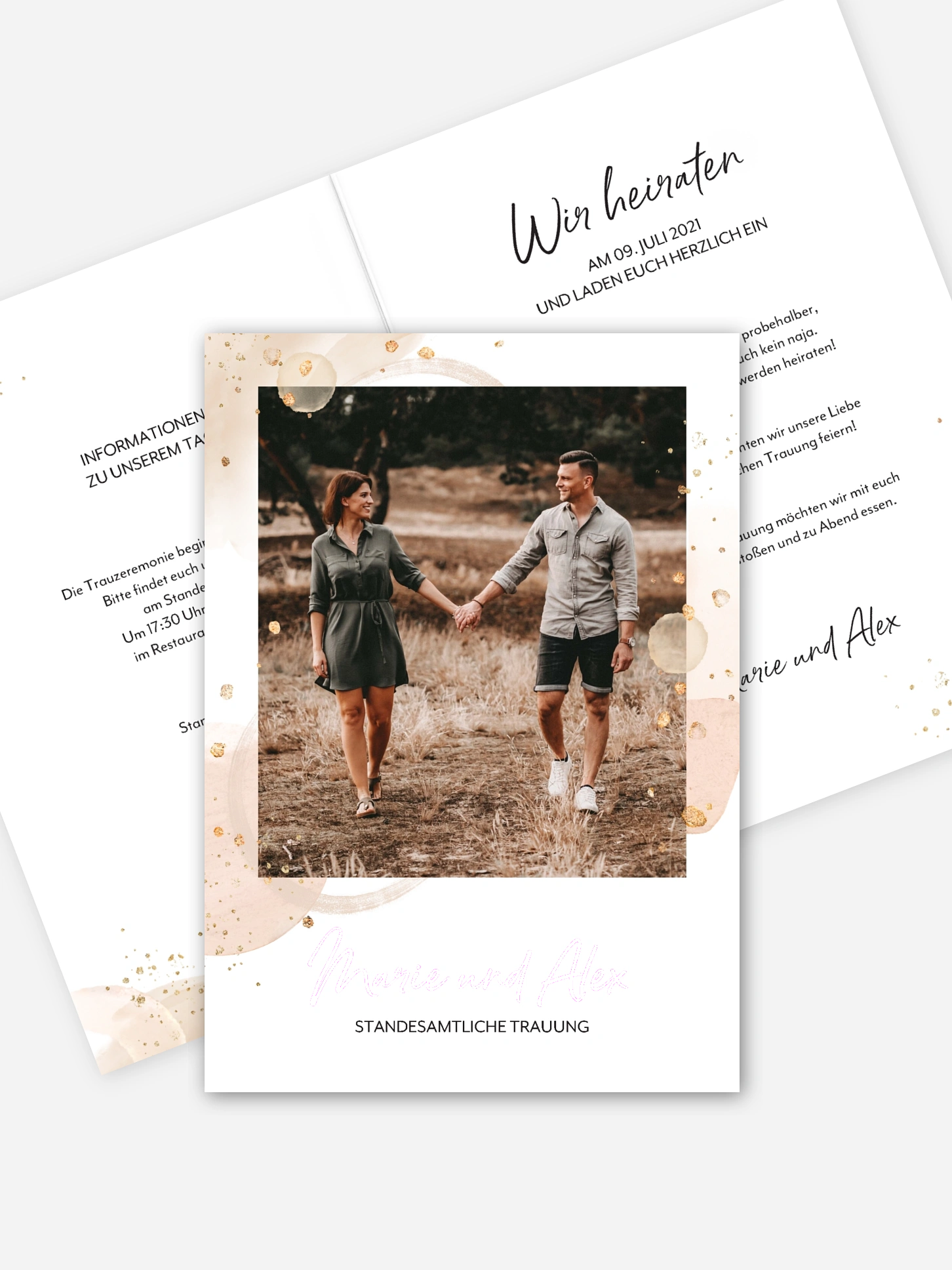 Hochzeitseinladung Standesamt Peach Shapes