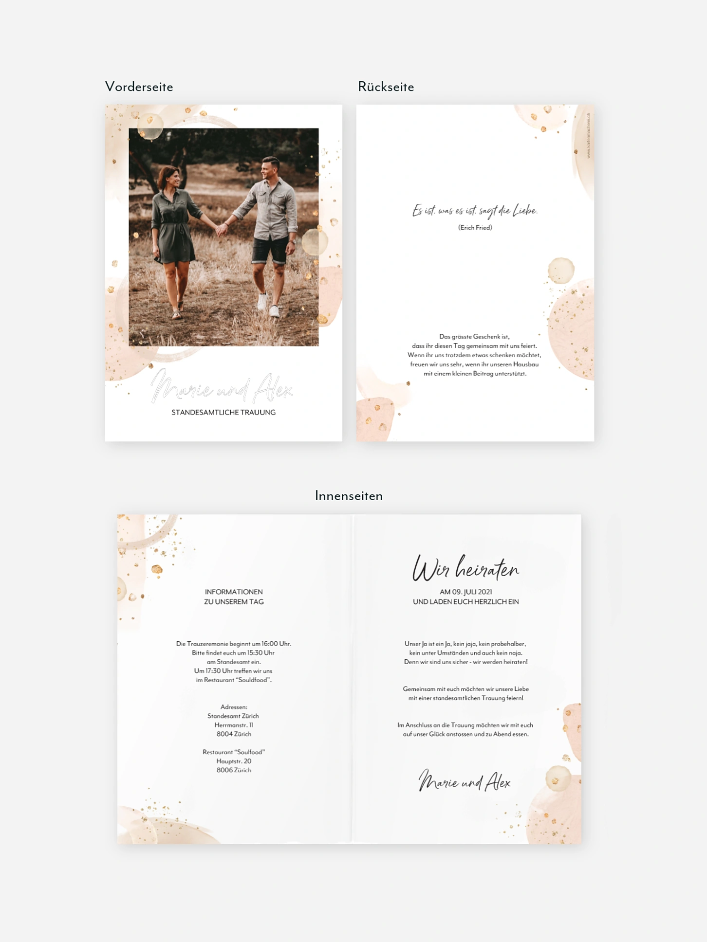 Hochzeitseinladung Standesamt Peach Shapes