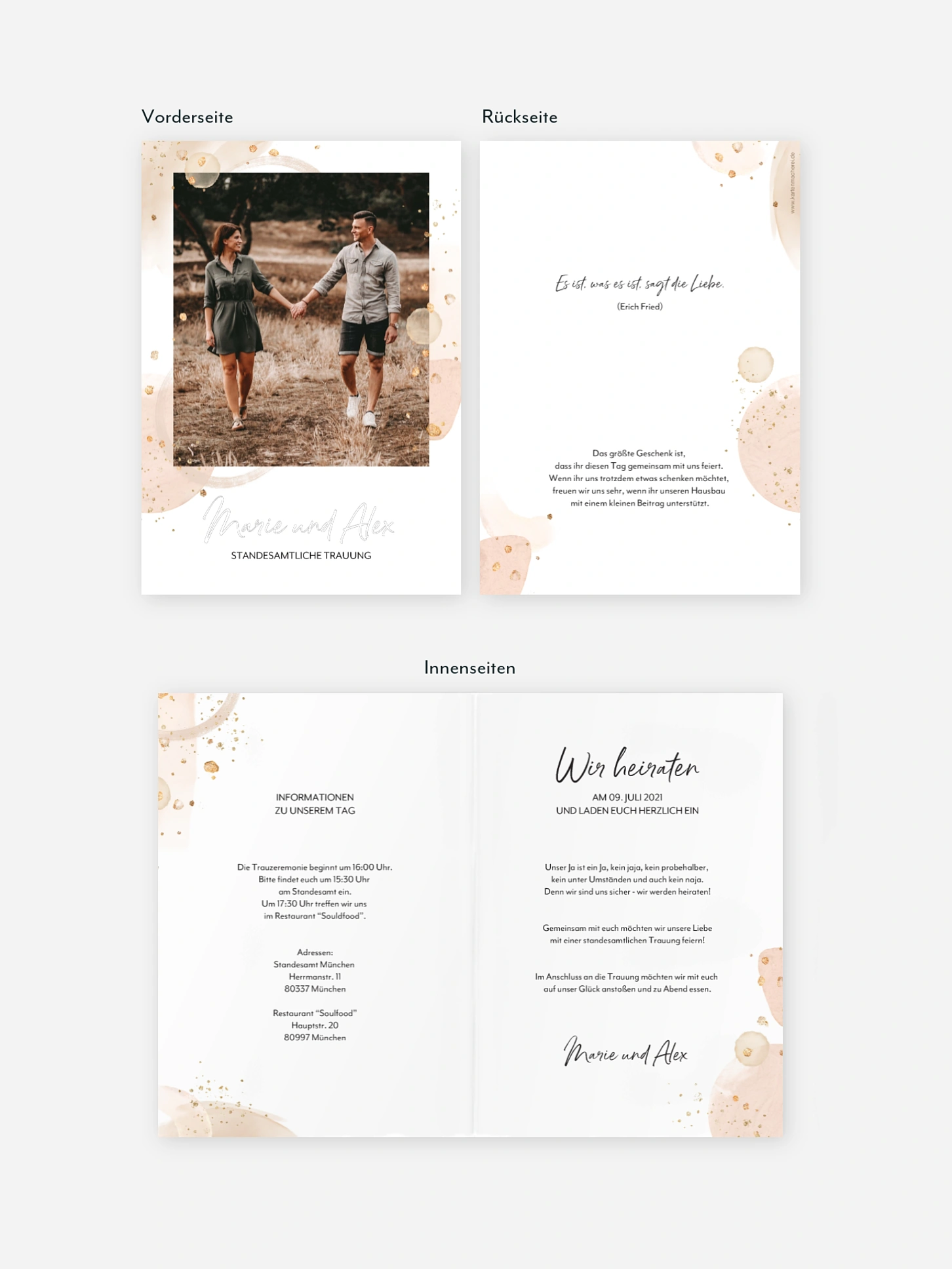 Hochzeitseinladung Standesamt Peach Shapes