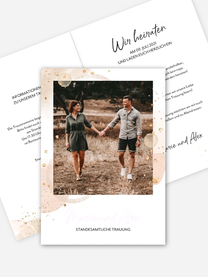 Hochzeitseinladung Standesamt Peach Shapes