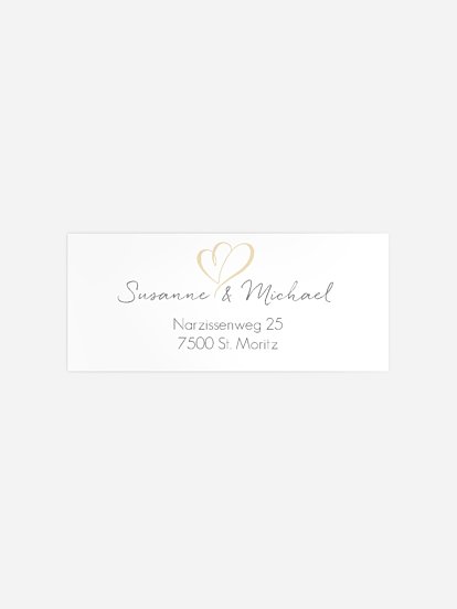 Absenderaufkleber Silberhochzeit Herz an Herz Kraftpapier