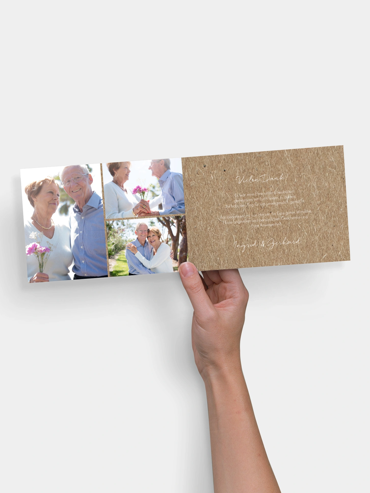 Danksagung zur Goldenen Hochzeit Herz an Herz Kraftpapier