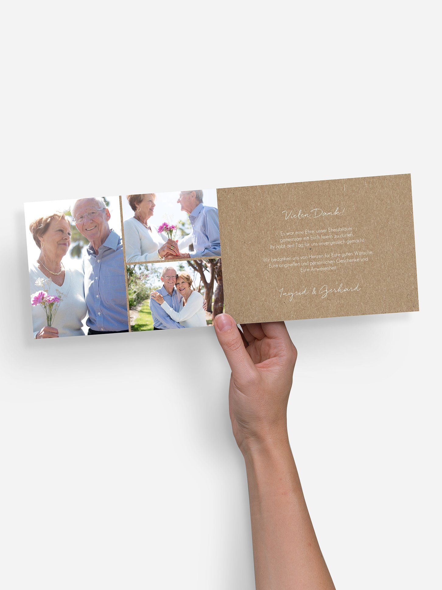 Danksagung zur Goldenen Hochzeit Herz an Herz Kraftpapier