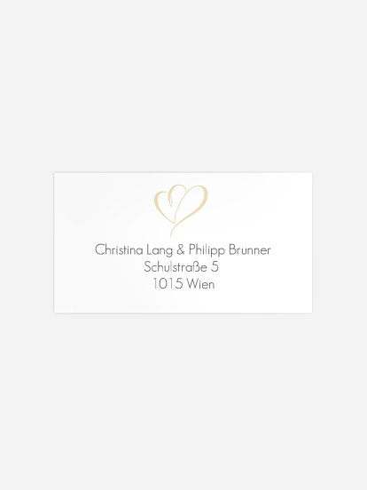 Empfängeraufkleber Silberhochzeit Herz an Herz Kraftpapier