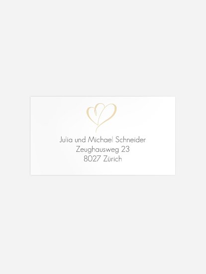 Empfängeraufkleber Silberhochzeit Herz an Herz Kraftpapier