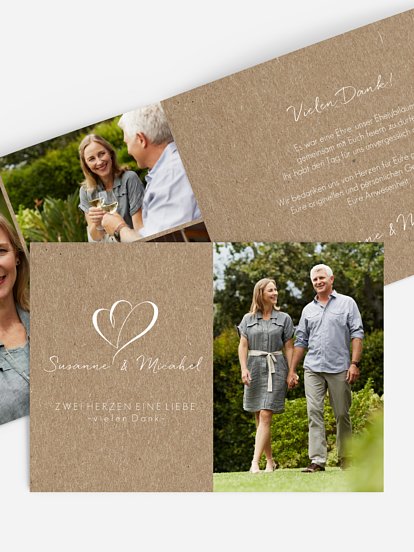 Danksagung zur Silberhochzeit Herz an Herz Kraftpapier