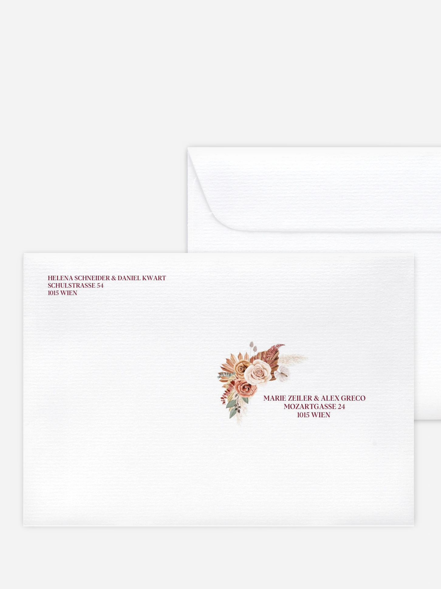 Bedruckter Briefumschlag Hochzeit Bohemian Florals