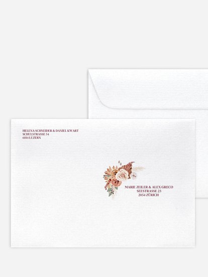 Bedruckter Briefumschlag Hochzeit Bohemian Florals