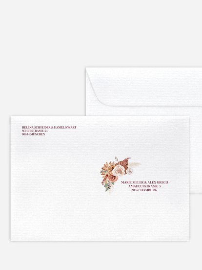 Bedruckter Briefumschlag Hochzeit Bohemian Florals