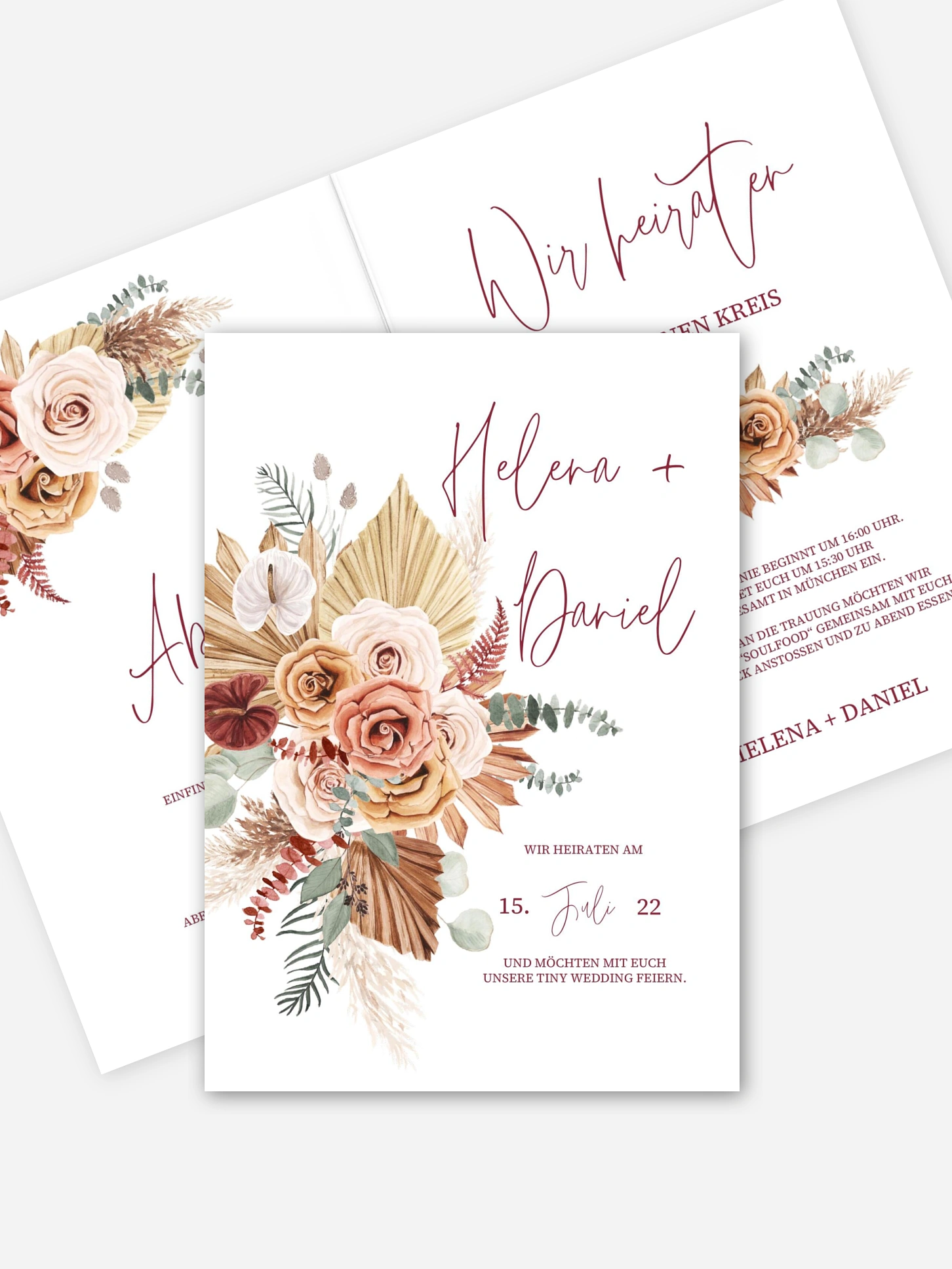 Hochzeitseinladung Standesamt Bohemian Florals