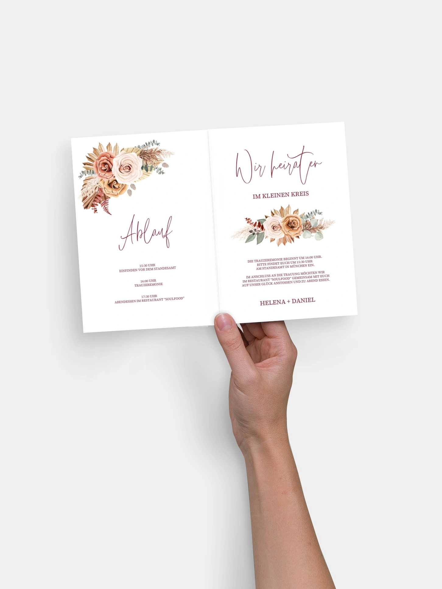 Hochzeitseinladung Standesamt Bohemian Florals