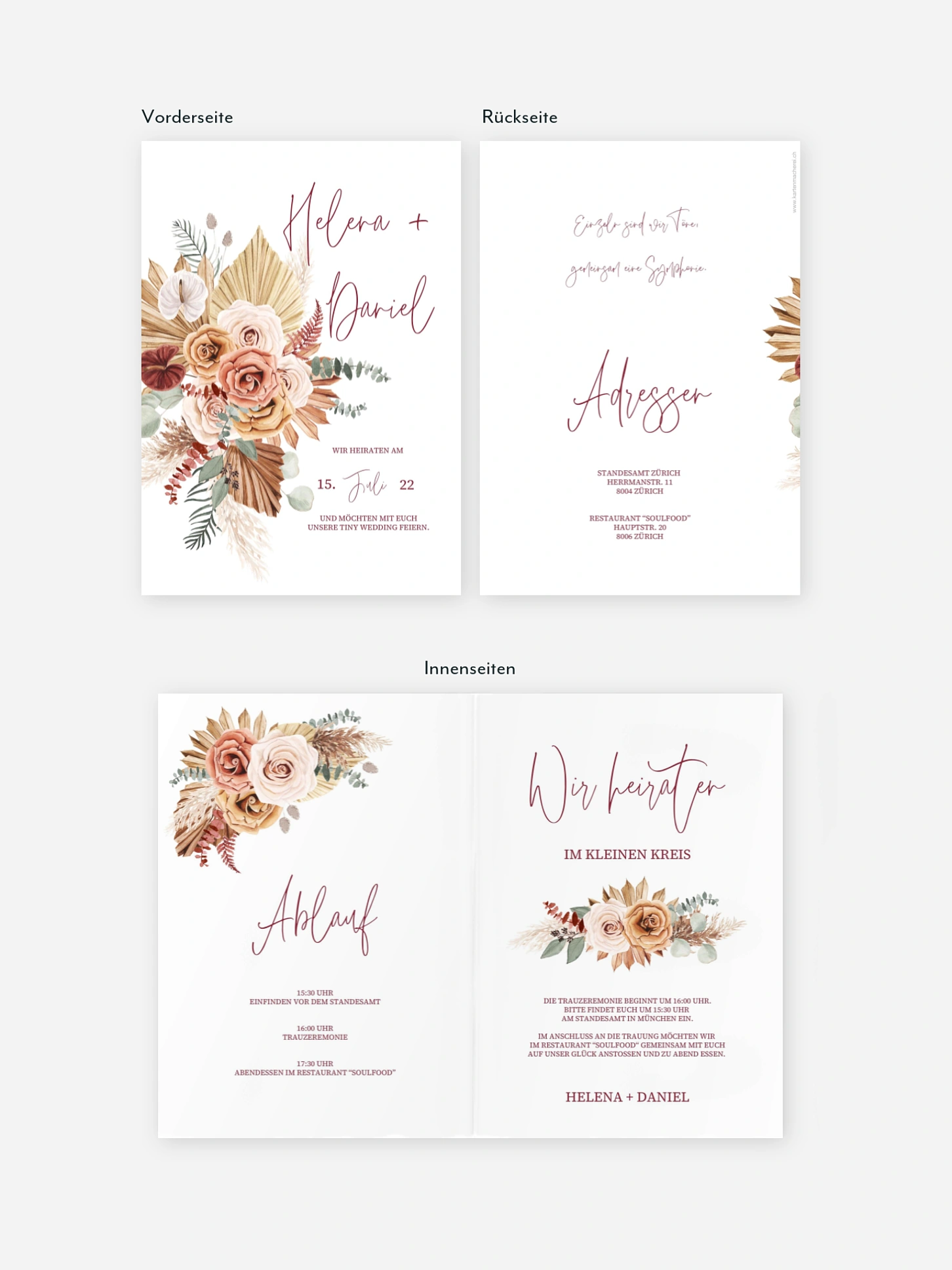 Hochzeitseinladung Standesamt Bohemian Florals