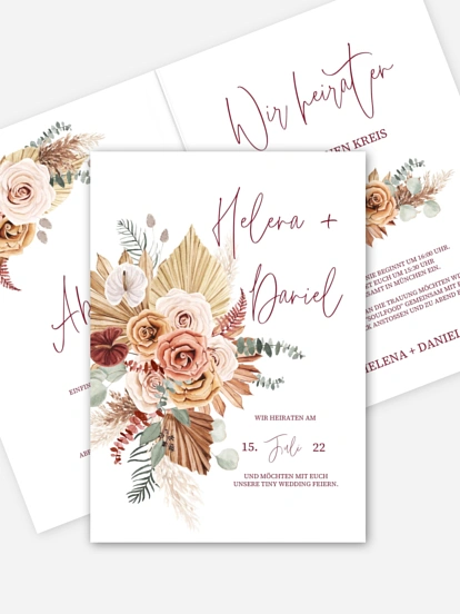 Hochzeitseinladung Standesamt Bohemian Florals