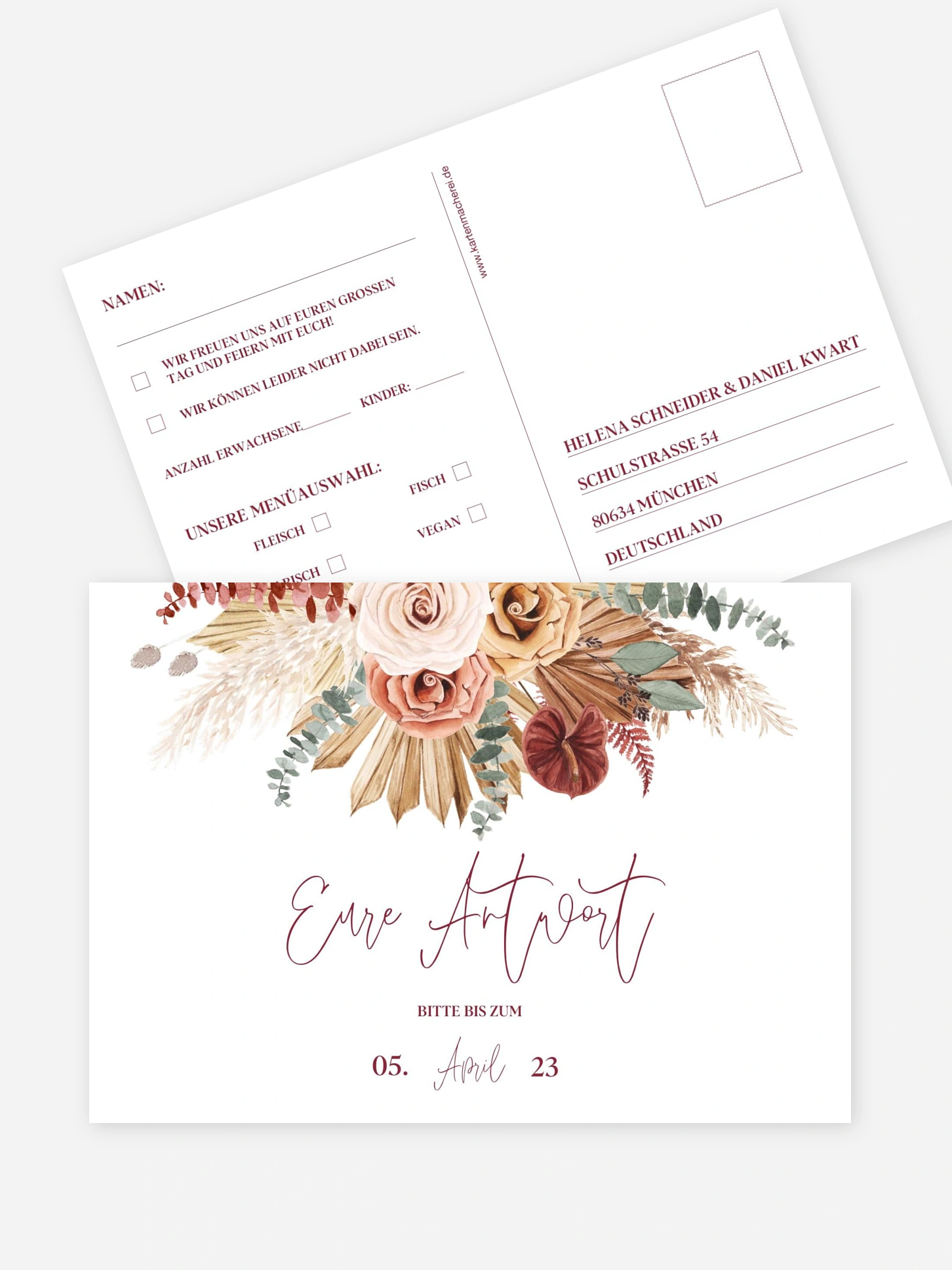 Antwortkarte Hochzeit Bohemian Florals