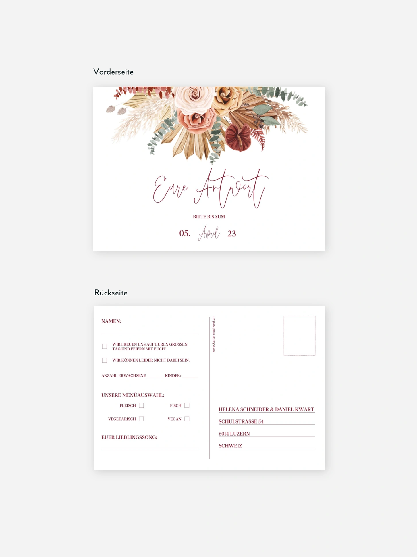 Antwortkarte Hochzeit Bohemian Florals