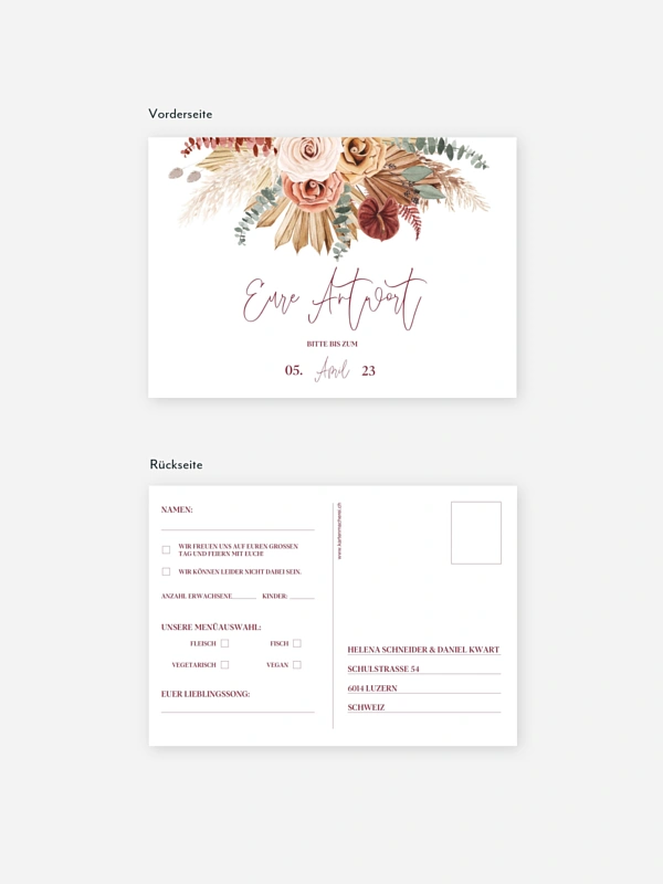 Antwortkarte Hochzeit Bohemian Florals