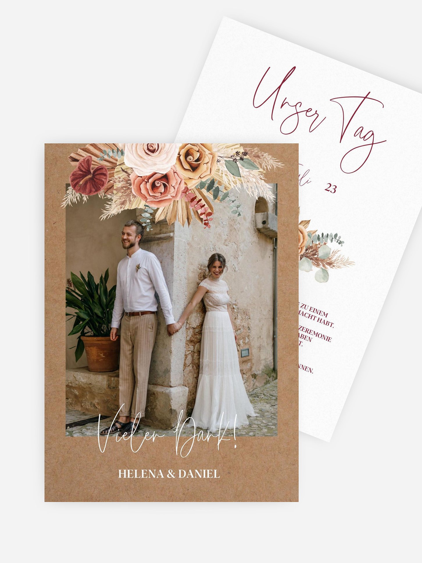 Dankeskarte Hochzeit Bohemian Florals