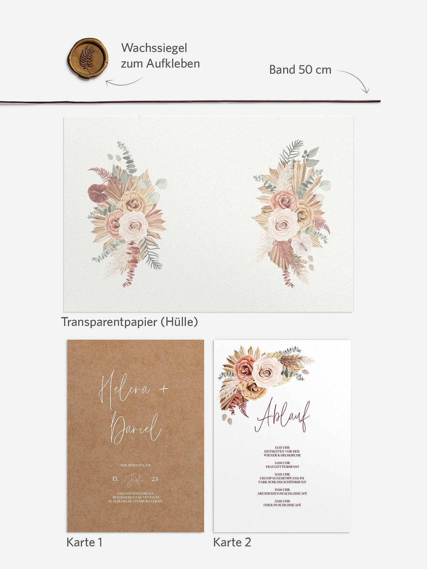 Hochzeitseinladung Bohemian Florals