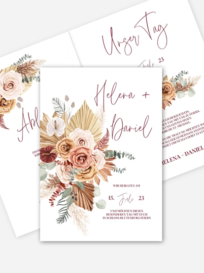 Hochzeitseinladung Bohemian Florals
