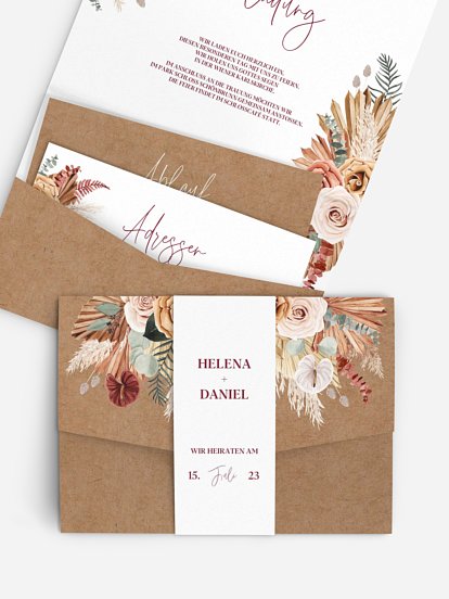 Hochzeitseinladung Bohemian Florals