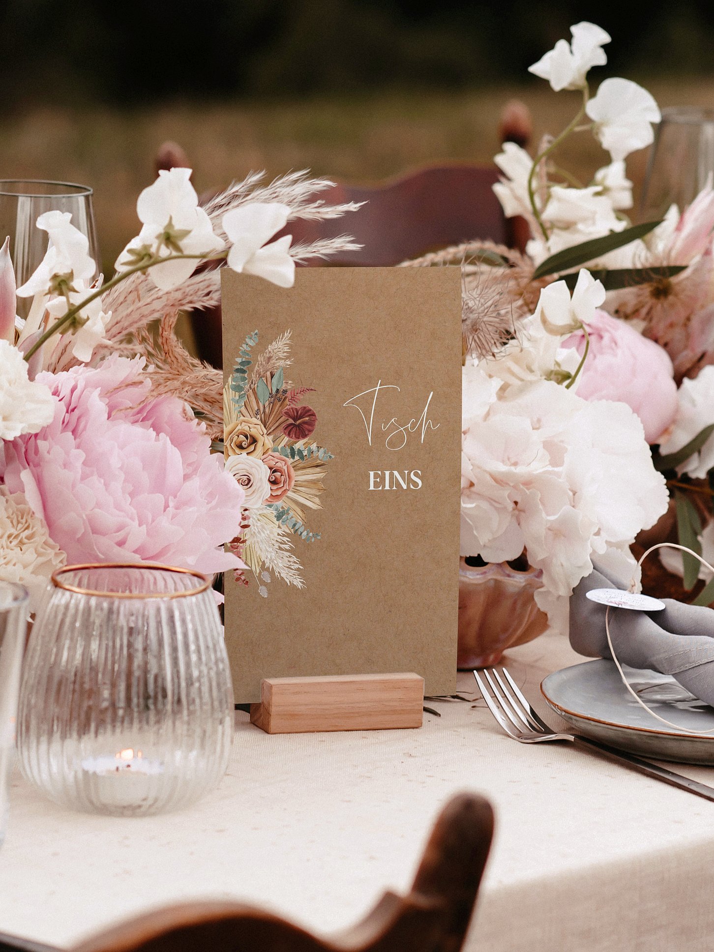 Tischnummer Bohemian Florals