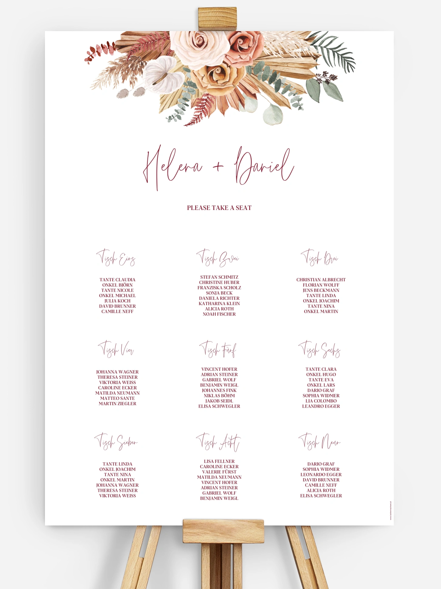 Sitzplan Plakat Bohemian Florals