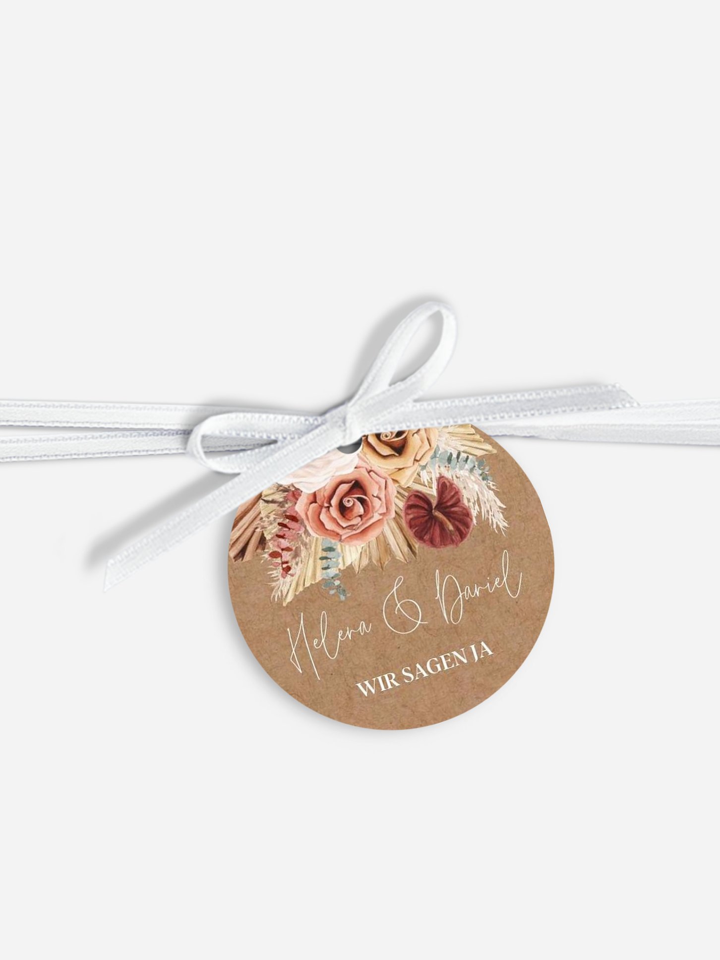 Anhänger mit Band zur Hochzeit Bohemian Florals