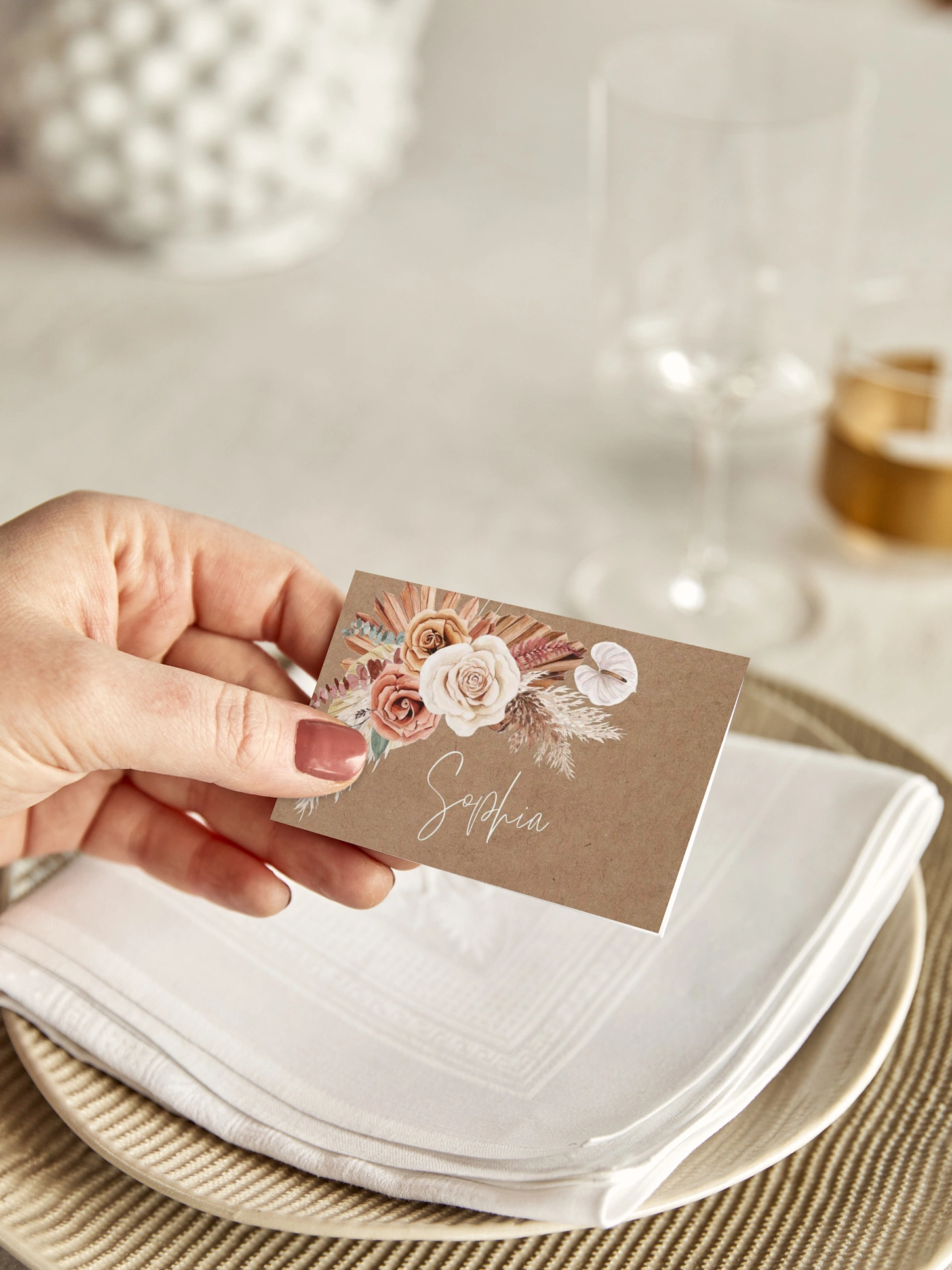 Tischkarte Hochzeit Bohemian Florals