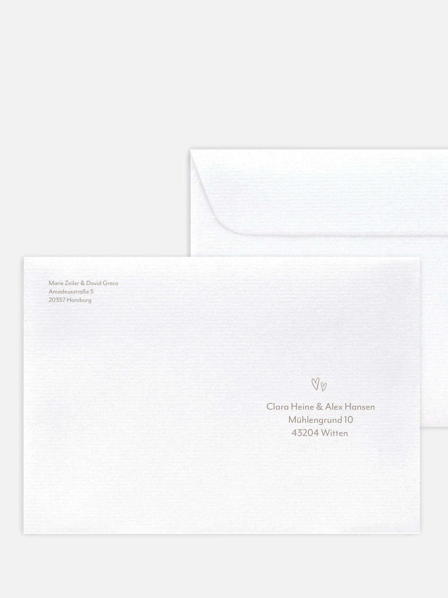 Bedruckter Briefumschlag Hochzeit Lovestory