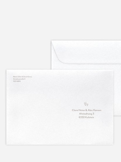 Bedruckter Briefumschlag Hochzeit Lovestory