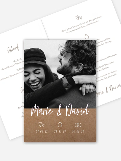 Hochzeitseinladung Standesamt Lovestory