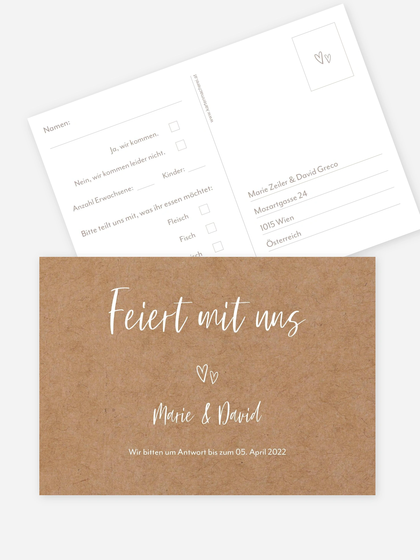 Antwortkarte Hochzeit Lovestory