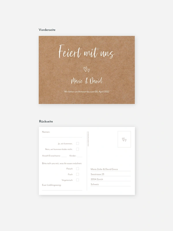 Antwortkarte Hochzeit Lovestory